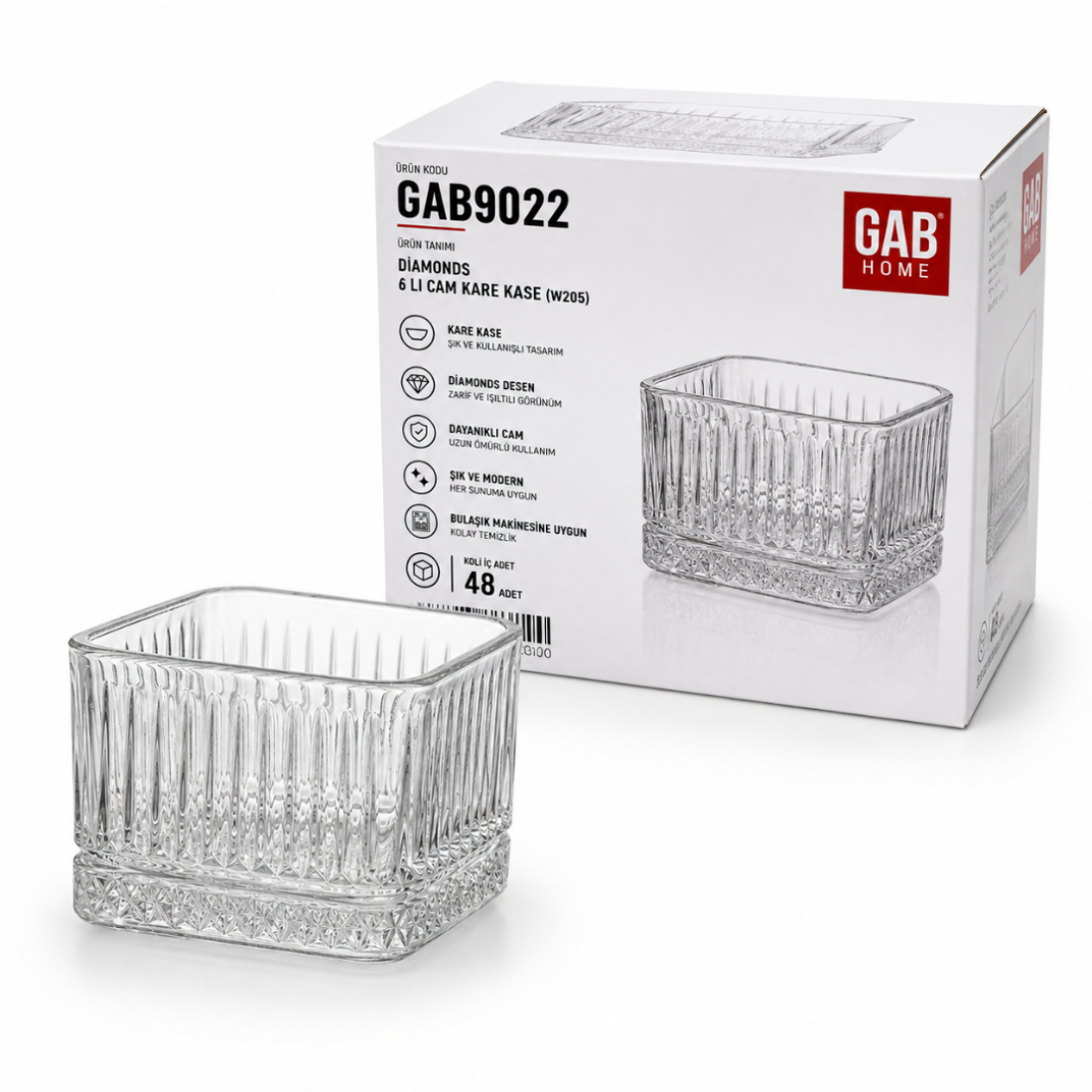 GABHOME DİAMONDS CAM KARE KASE