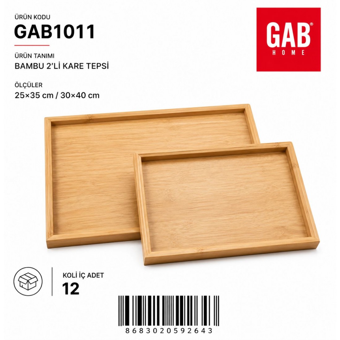 BAMBU 3 LÜ DİKDÖRTGEN TEPSİ